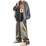 Толстовка для отдыха, трендовый осенний комплект, джинсы, увеличенная толщина, осенняя, 3 предмета