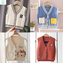 Boys waistcoat baby boy knit wool sweater waistcoat new outside wearing thin cardioplane baby spring and autumn kan shoulder little vest