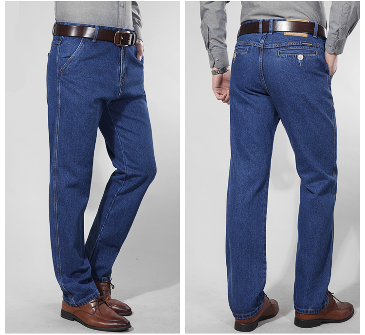 Apple jeans đàn ông đích thực của mùa xuân và mùa hè phần mỏng xiên pocket trung niên cao eo lỏng thẳng trung niên xiên pocket