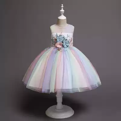 Foreign Trade Rainbow Children's Skirt Rainbow Dress Children's Princess Dress Girls Dress Women's Dress Europe and America