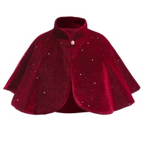 2022 Autumn Christmas childrens clothing matching dress New Years clothing gold velvet banquet clothing girls red shawl cloak