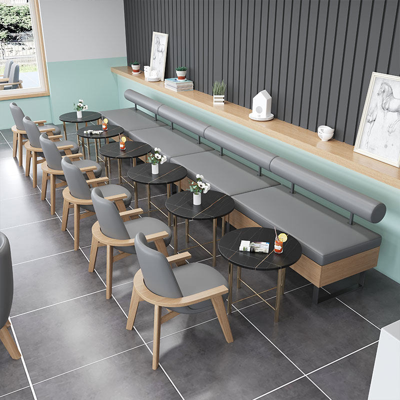 Net Red Cafe Sweets Shop Sofa Table Chairs Combined Milk Tea Shop Lounge Minima Casual Double Sofa Booth