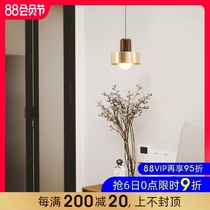 Nordic ins wind Brass bedroom lamp Bedside lamp Small chandelier Hanging line lamp Modern simple light luxury bar lamp