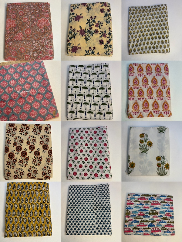 【 5m Clearance Sale 】Indian Handmade Printed Fabric 5.1m Pieces