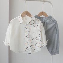 Pinellia childrens long sleeve shirt boys spring dress thin children Korean baby shirt summer new coat tide