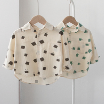 Loose thin boys shirt personality long sleeve Korean child cotton spring and autumn baby shirt coat tide childrens clothing