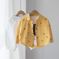 Maji homemade childrens thin shirt boys long sleeve shirt spring and autumn loose coat children cotton childrens clothing tide