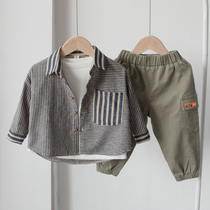 Maji self-made boys shirt spring and autumn thin long sleeve shirt childrens baby personality coat cotton tide spring dress