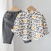 Cartoon matte boys shirt baby kid shirt Korean version cotton jacket foreign-style childrens spring and autumn tops