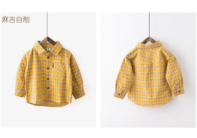Áo sơ mi nam cotton dài tay mùa xuân và mùa thu 1-2-3-4 tuổi Áo cotton trẻ em 5 áo sơ mi nam quần áo trẻ em phiên bản Hàn Quốc sơ mi dài tay bé trai 