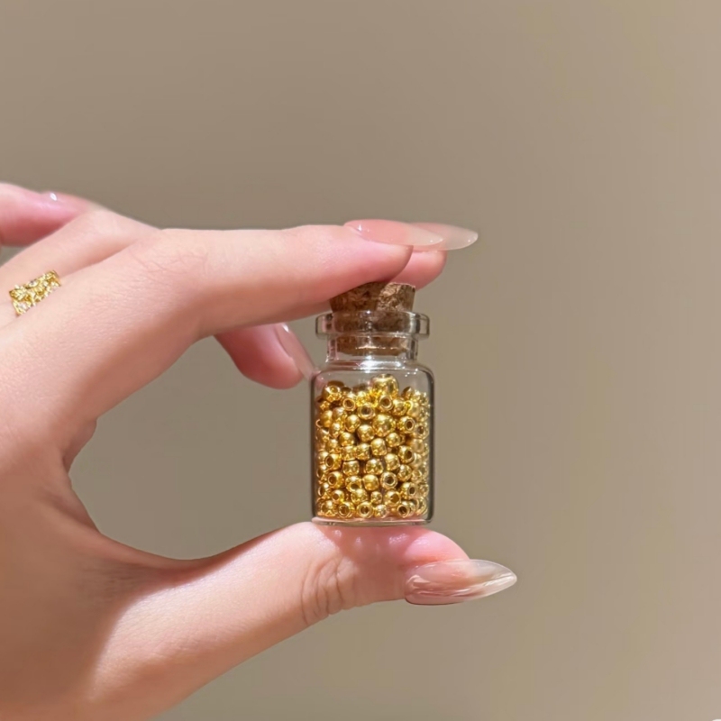 Junlu【C】Gold Beads 999 Pure Gold Loose Beads Cat's Eye Small Round Beads Fortune Beads Gold Beads Stringing Accessories