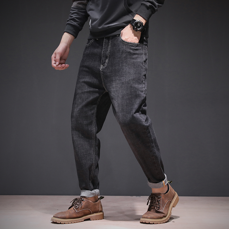 2022 new pants male Harun casual jeans Men's loose big size Spring and autumn style Body Trend Han Edition Brief