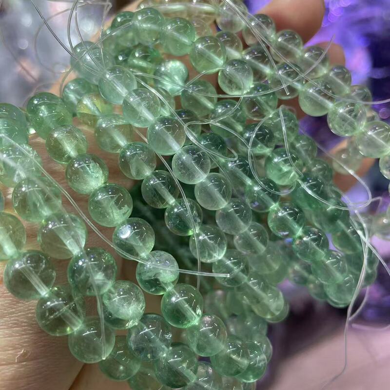 Natural Green Fluorite Single Circle Bracelet DIY Accessories Simple Versatile Gift