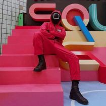 Squid game costume same dress Red Mans mask headgear dress jacket cos peripheral props