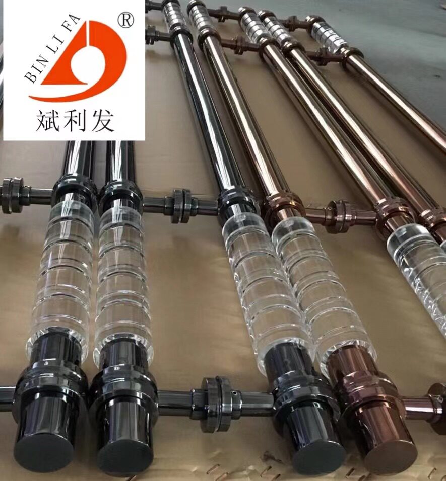 Manufacturer direct sales (Bin Lifa) Hengda crystal column pull hand gray mirror steel rose gold straight feet customized