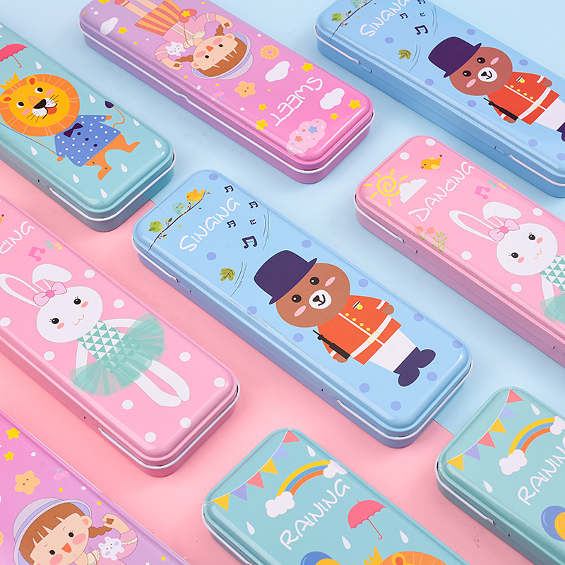 Pencil case Elementary pupil girl Large capacity 2022 New male child lead pencil case Kindergarten iron double decker cute