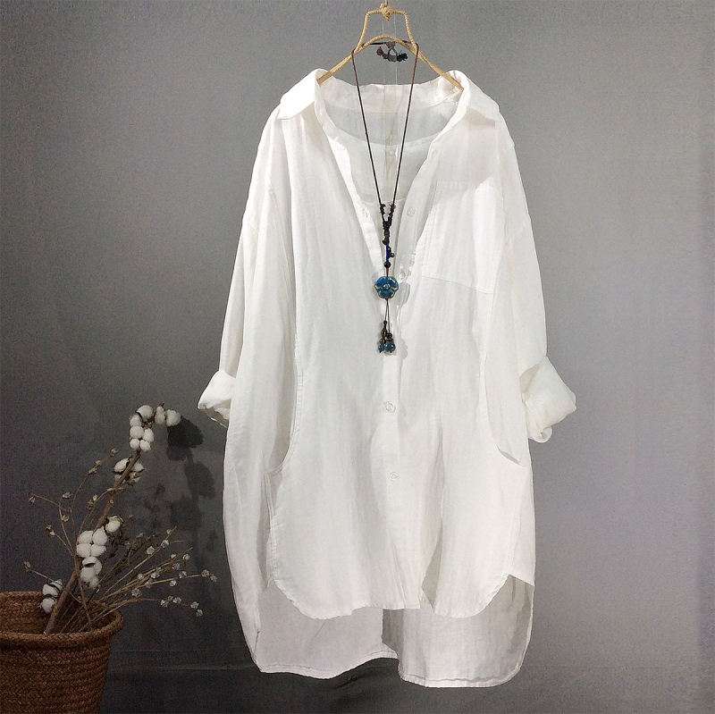 Soft and Comfortable Double-Layer Cotton Gauze Long-Sleeved Shirt, Elegant Autumn New Style Women's Shirt Dress, Base Layer Top, Trendy