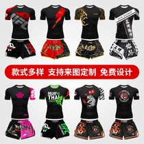 Childrens fighting training clothes Muay Thai short-sleeved UFC boxing sports Sanda childrens shorts MMA fighting mens and womens customization