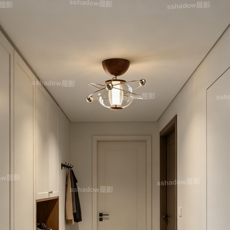 2026 New Wabi-Sabi Style Kitchen Ceiling Light in Walnut Color with Transparent Glass, Vintage-Style Foyer Ambiance Light 2026 New Wabi-Sabi Style Kitchen Ceiling Light in Walnut Color with Transparent Glass, Vintage-Style Foyer Ambiance Light