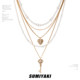 Retro Love Lock Series Multi-Layered Pearl Necklace
