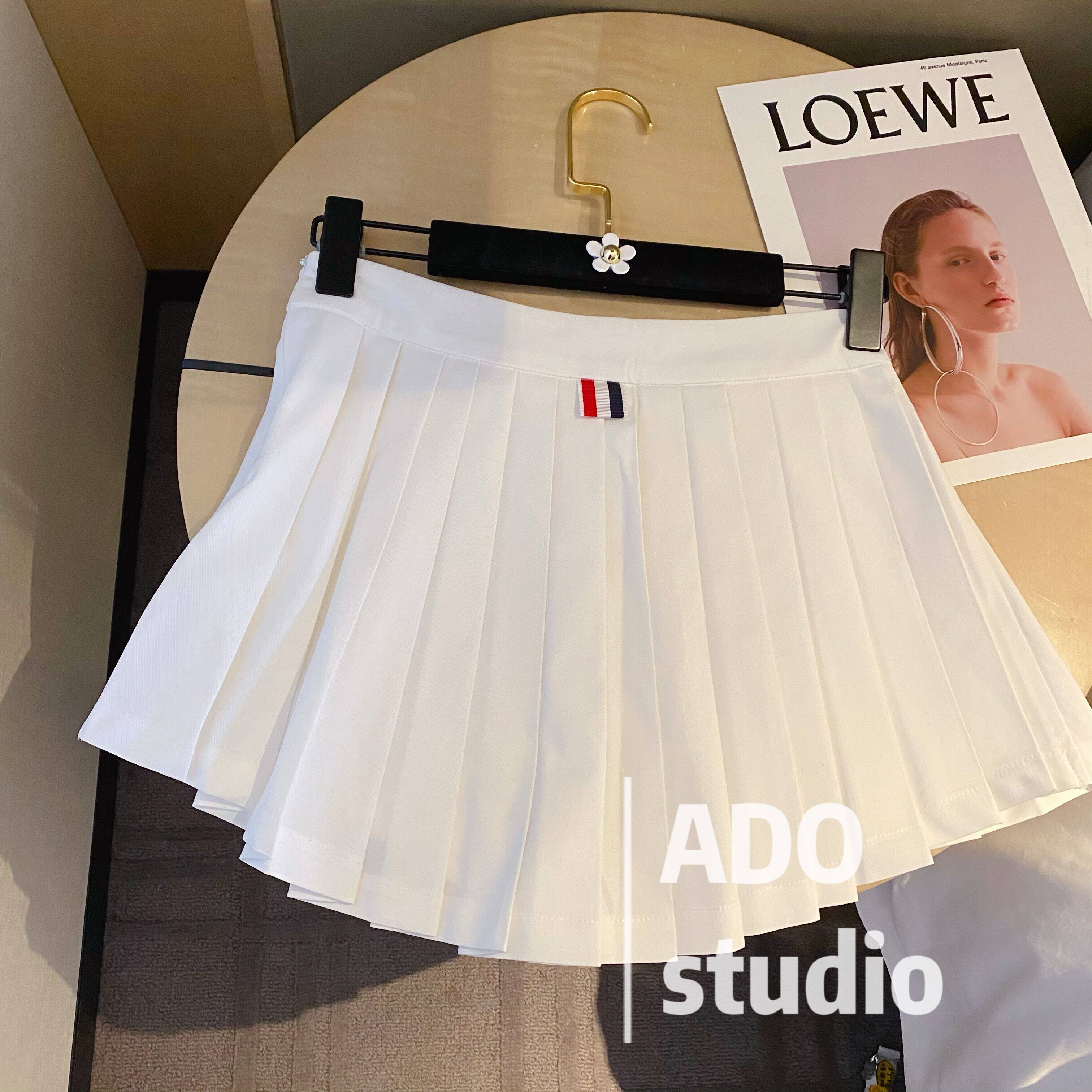 tb white A word plexant skirt woman 2022 Summer new 100 hitch slim fit slim fit dress Academy wind up short skirt pants