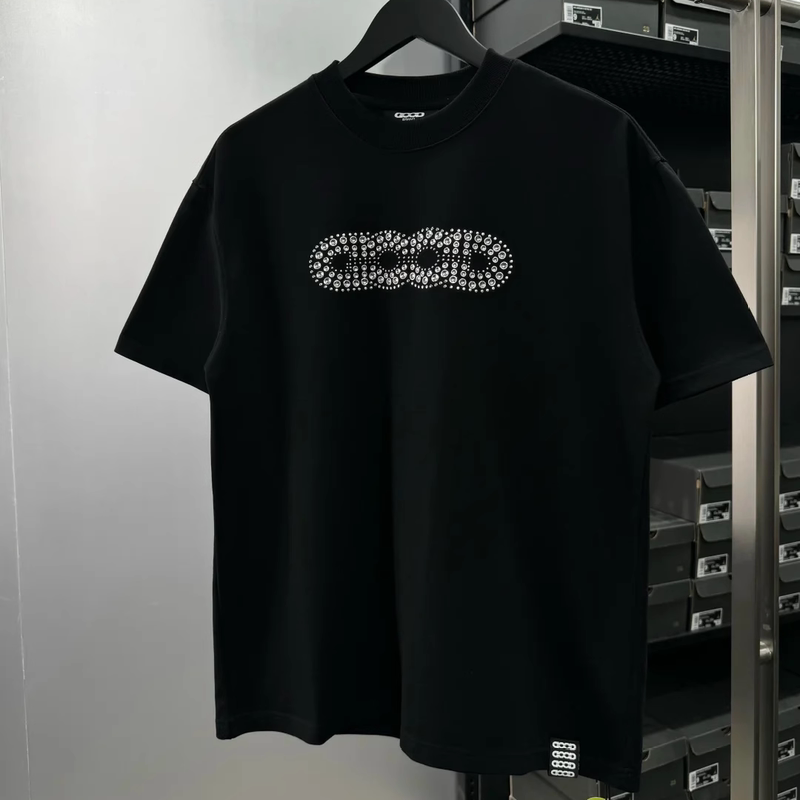 Goodbrand Accessible Luxury Old White Same Style Combination Color Film Three-Color Loose Short-Sleeved Couple T-Shirt Men and Women Couple Tops