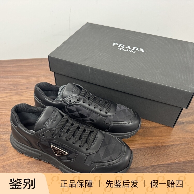 Domestic In-Stock Prada New Men's Full-Print Triangle Logo Casual Sneakers Domestic In-Stock Prada New Men's Full-Print Triangle Logo Casual Sneakers