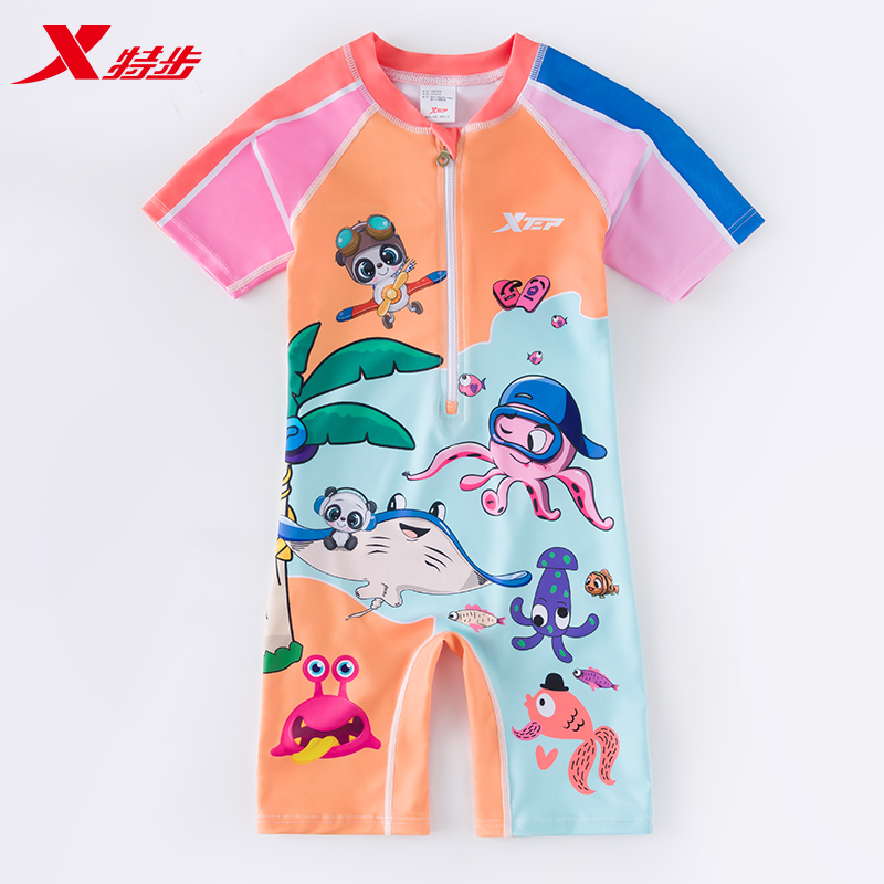 Special step children's swimsuit girl small and middle child conjoined cute sunscreen hot spring 2021 new swimming set