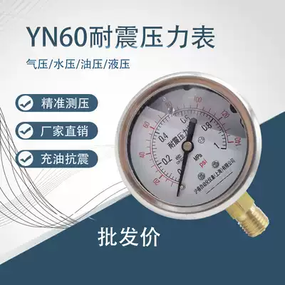 Earthquake RESISTANT AND SHOCKPROOF PRESSURE GAUGE YN60 SEISMIC WATER PRESSURE GAUGE BAROMETER HYDRAULIC OIL PRESSURE GAUGE PIPE PRESSURE 1 6MPA