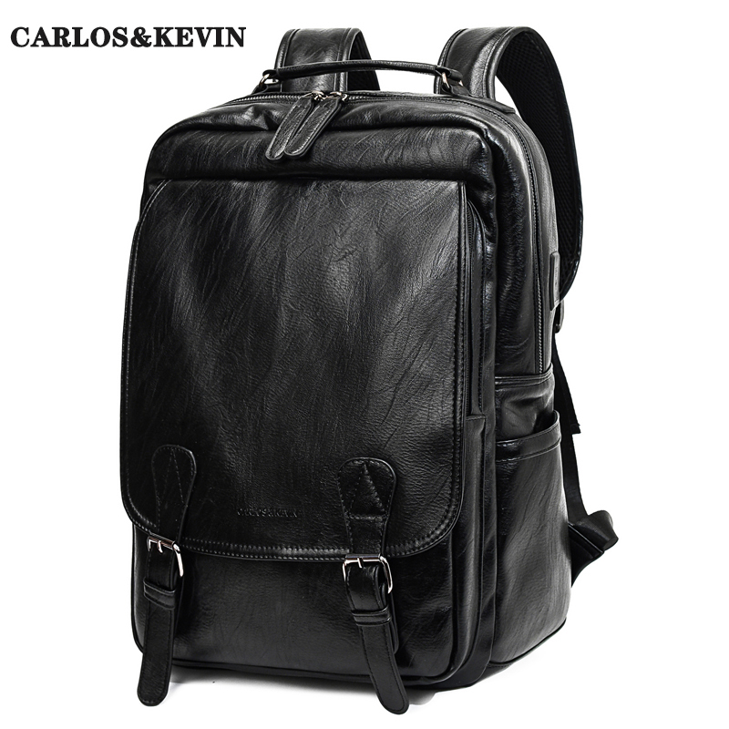 Carlos&Kevin Genuine Leather Backpack Men's Backpack Large Capacity Casual Business Computer Bag Cowhide Travel Bag Trendy