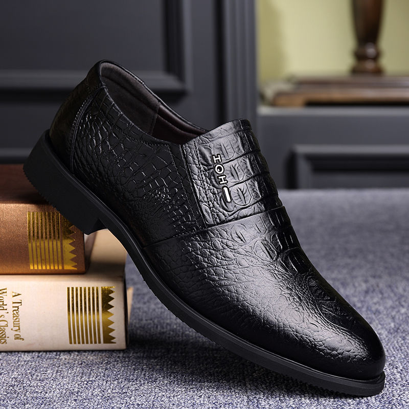 2022 spring and autumn first layer cowhide men's business formal leather shoes cover with heightened leather office groom wedding shoes