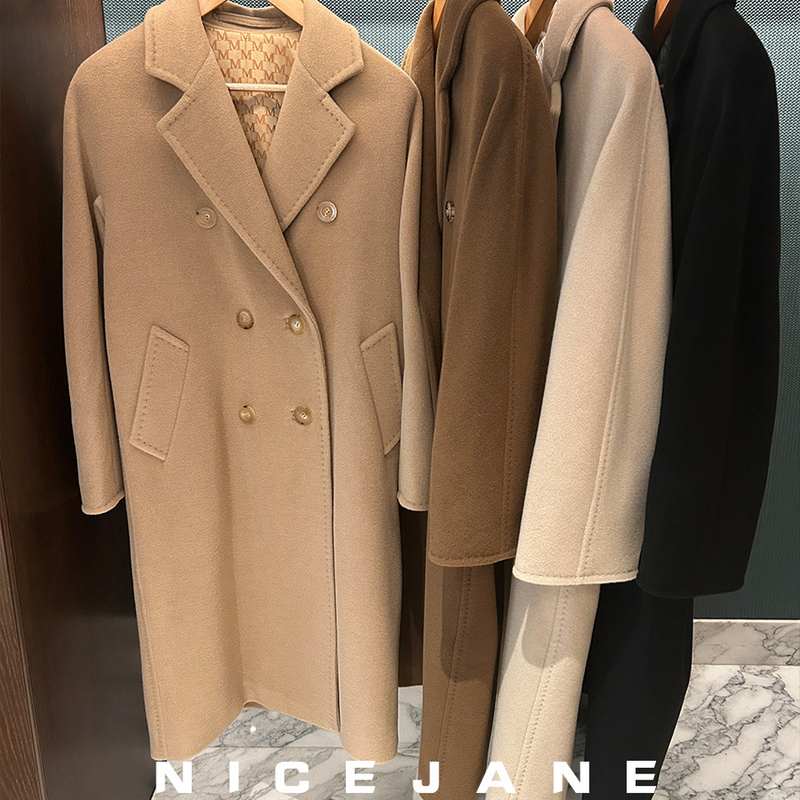 High-End Version m Brand Classic Camel Double-Breasted 101801 Cashmere Coat Women's Long Woolen Overcoat