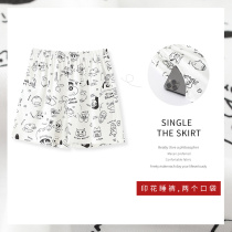 New Frontier Cotton Sleeping Pants Women Shorts Pure Cotton Thin CUTE CARTOON FULL COTTON EASY TO WEAR OUTSIDE WHITE SINGLE PIECE HOME PANTS