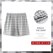 Air Conditioning Sleeping Pants Women Summer Pure Cotton Shorts Day Tether Plaid Outside Wearing Thin Loose Version Big Code All-cotton Home Pants