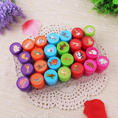 10 packs of cute children's learning stamp cartoon color kindergarten medal teacher reward washed stamp