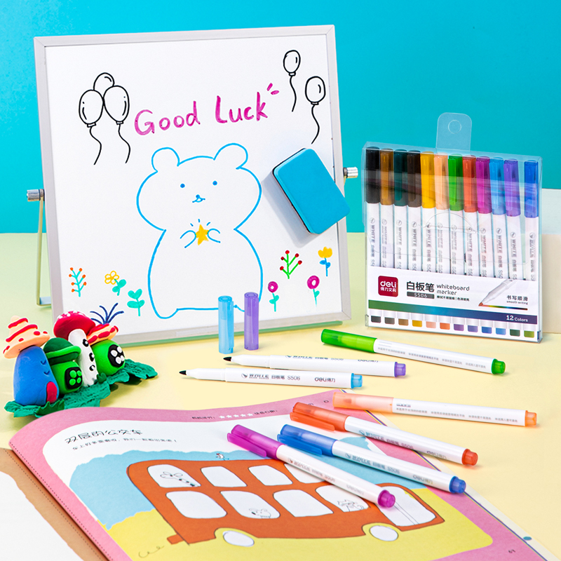 The force color whiteboard pen set 12 colorful paste pen wear and smooth and easy to write office mark pen
