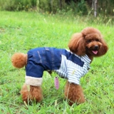 Полосатая комбинезонная одежда для собак четыре фута осень и зимняя одежда для домашних животных плюшевые джинсы одежда шнаузер