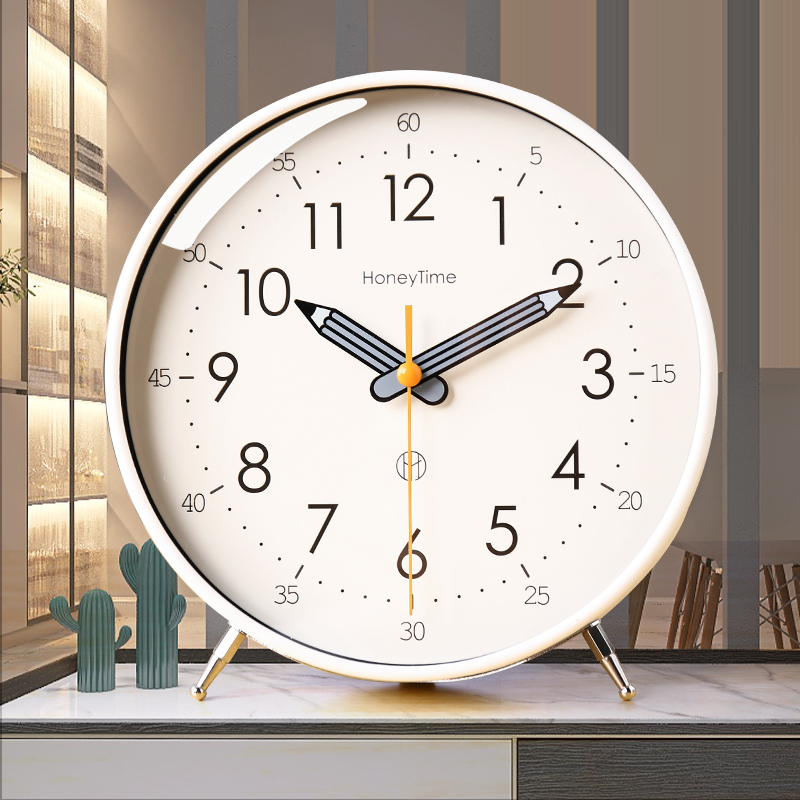 Living room alarm clock table placing style seat clock home creative sitting clock children's desktop pendulum pendulum clock hour pendulum table-Taobao