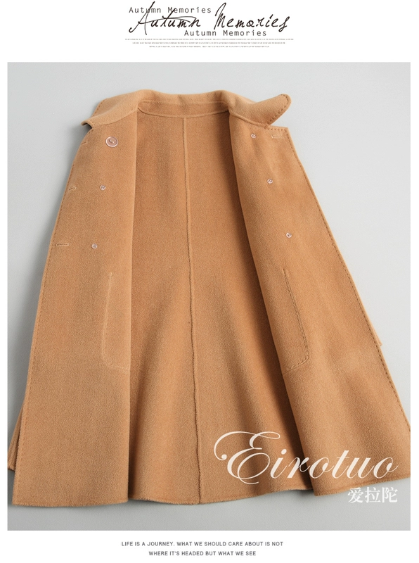 2019 áo khoác len màu đỏ mới cho nữ áo dài búp bê Hepburn hai mặt không quần áo cashmere - Trung bình và dài Coat áo mangto nữ