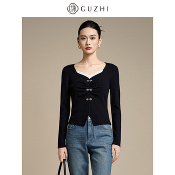 Stubborn v-neck preppy knitted sweater women's top