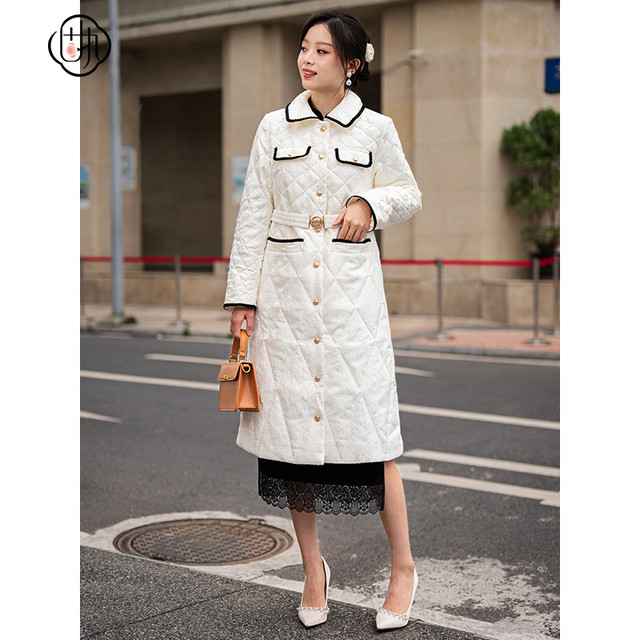Belt mid-length cotton jacket stubborn and fragrant style
