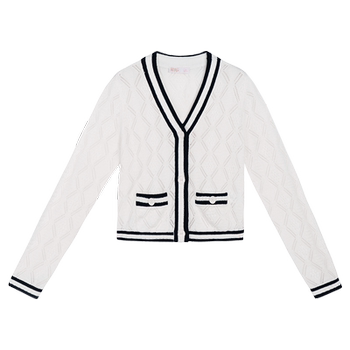 Stubborn spring new style college style v-neck knitted cardigan long-sleeved sweater women's jacket 10831my07942