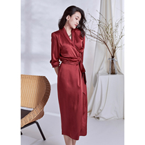 AS luxury V-neck red French acetate long sleeve dress autumn 2021 new fashion dress