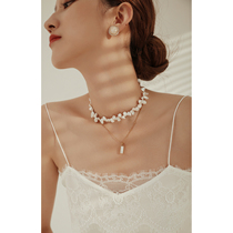 AS plain elegant illusion | Retro elegant irregular design sense pearl shell necklace combination