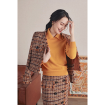 AS retro polo lapel imported cashmere bottoming sweater women autumn and winter New retro temperament knitted top