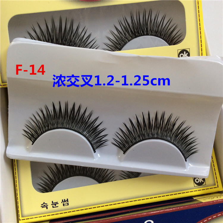 Đặc biệt cung cấp Huiyuan 15 cặp lông mi giả f-14 dày qua phần dài bông dòng đen gốc giai đoạn trang điểm lông mi lông mi giả nam châm