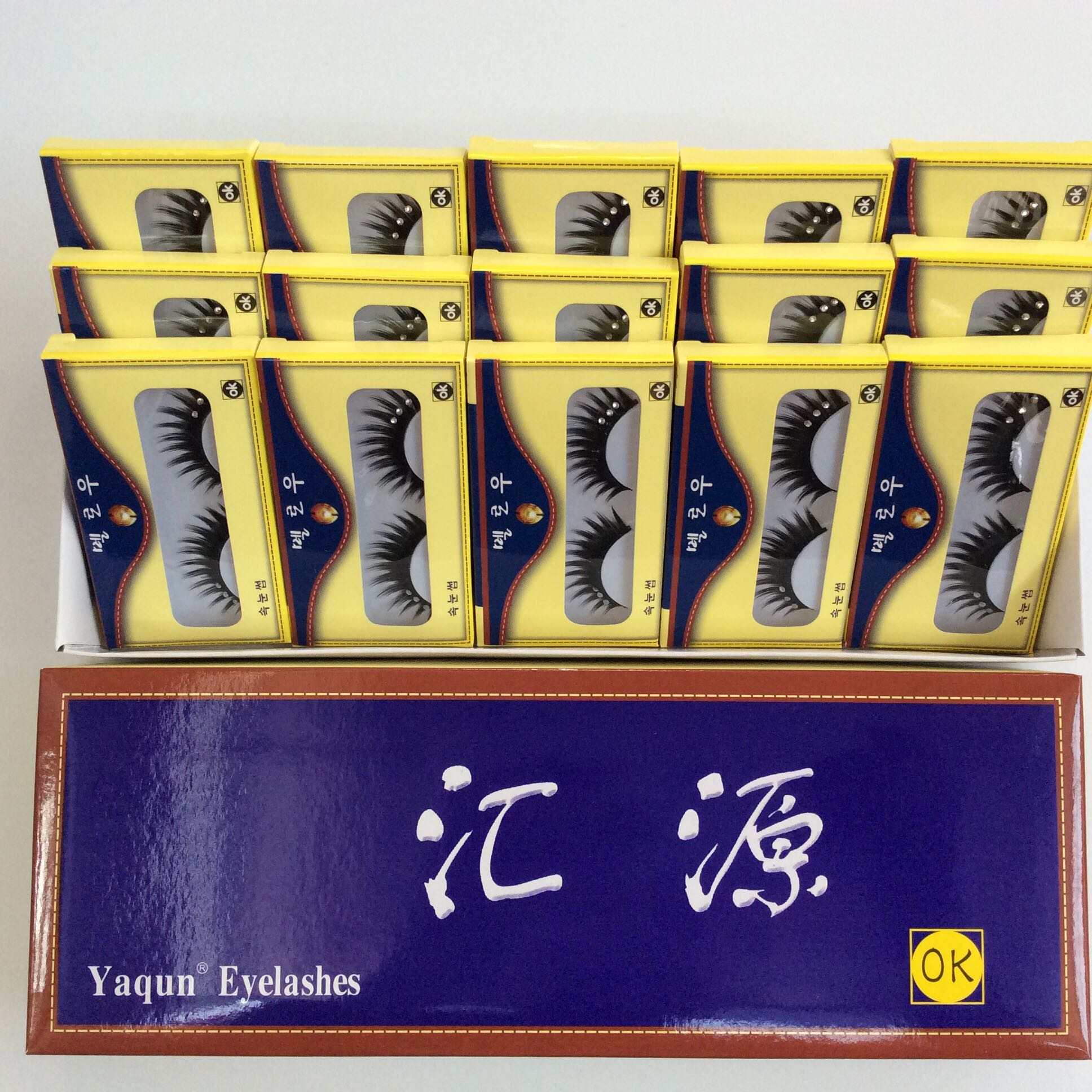 15 cặp nguồn lông mi giả F-9 dày với kim cương sáng sân khấu ảnh trang điểm lông mi 3 hộp keo gắn mi