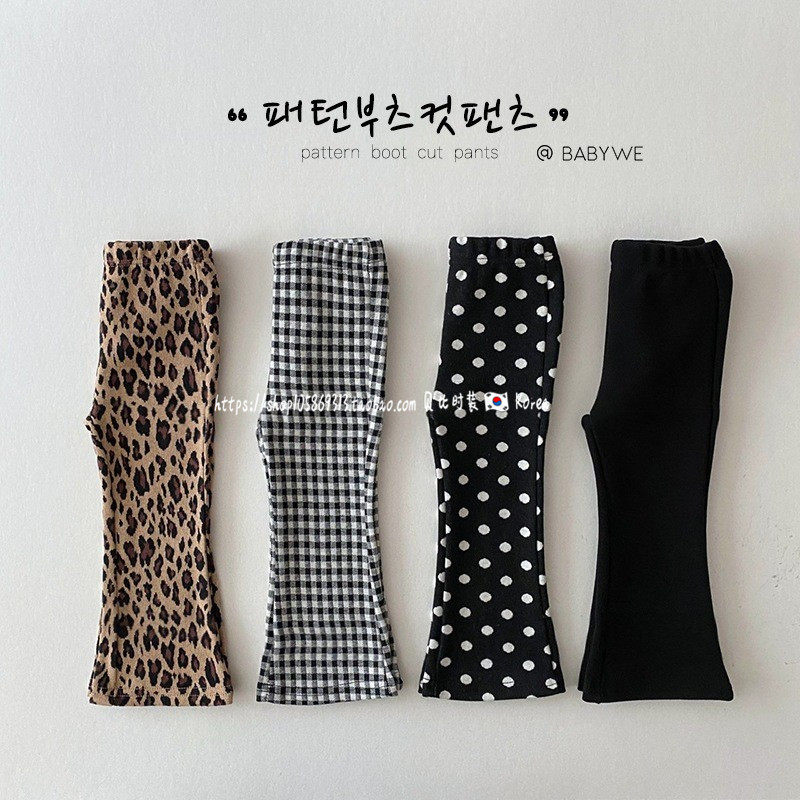 Korean children's clothing 2022 autumn girl panel horn pants baby pants baby pants and children's Korean version of pants