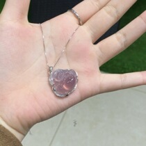 S925 sterling silver inlaid new style agate purple chalcedony Laughing Buddha Buddha pendant necklace imperial purple new Chinese style clavicle chain