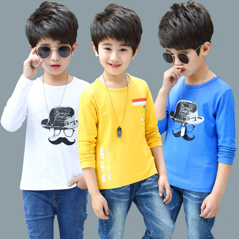 2022 new spring and autumn clothing 5 boys long-sleeved T-shirt children's cotton white bottoming shirt 6 middle and big children's casual tops 7